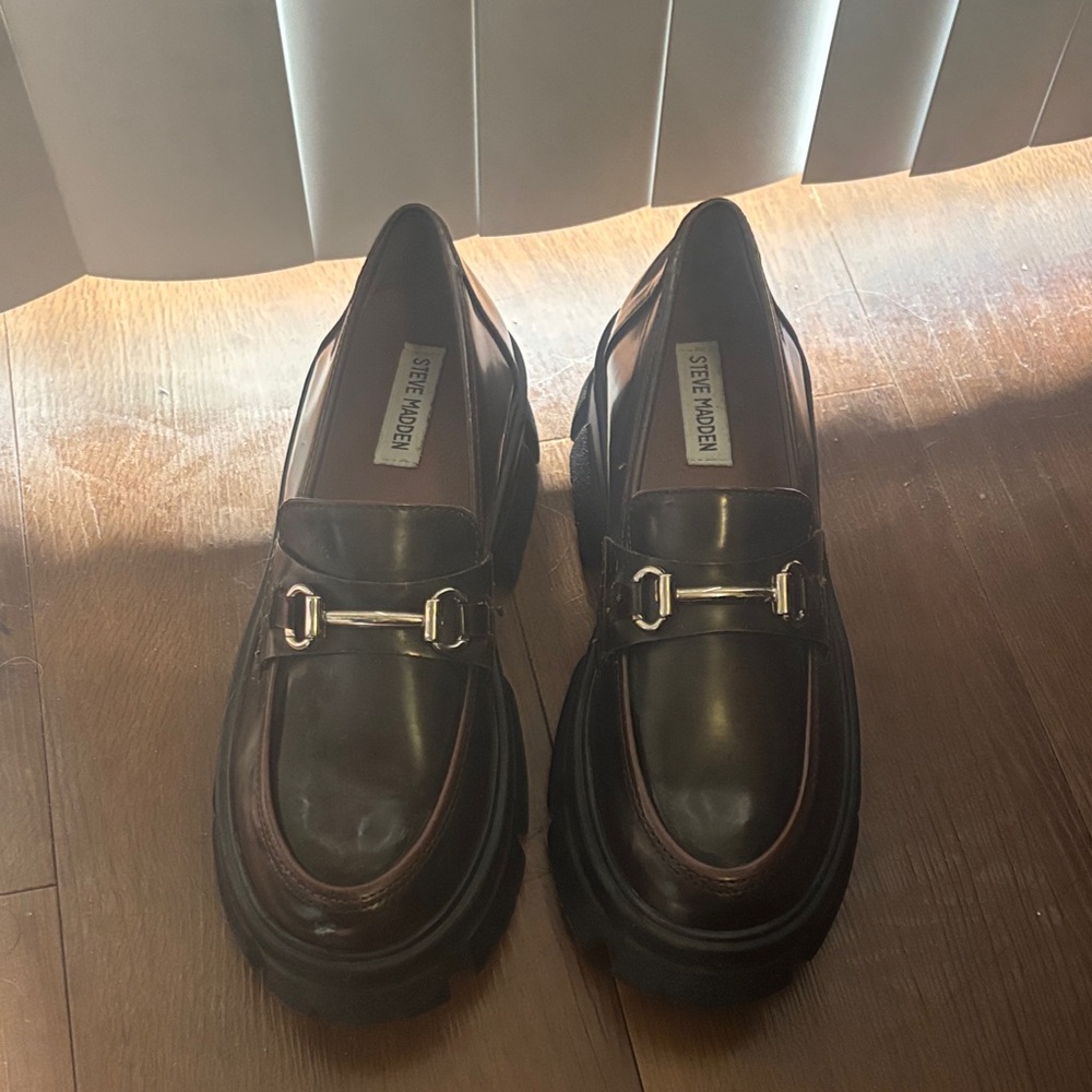 Steve Madden Trifecta Brown Leather Loafers